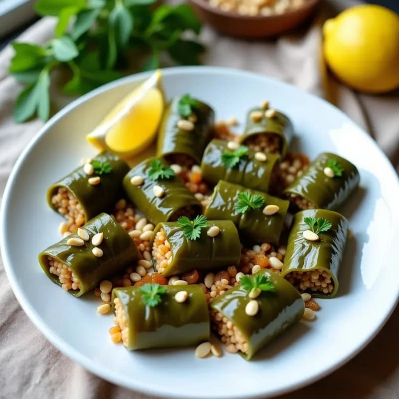 Dolmas de Uva con Arroz Basmati y Piñones: Entrante Griego Tradicional al Vapor