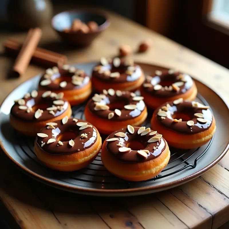 Donas de Batata y Canela con Glaseado de Chocolate 85%: Desayuno Brasileño Sin Harina