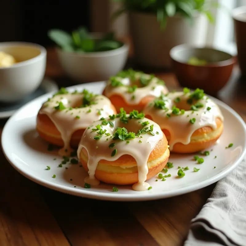 Donas de Batata y Matcha con Glaseado de Coco: Desayuno Vegano y Energético