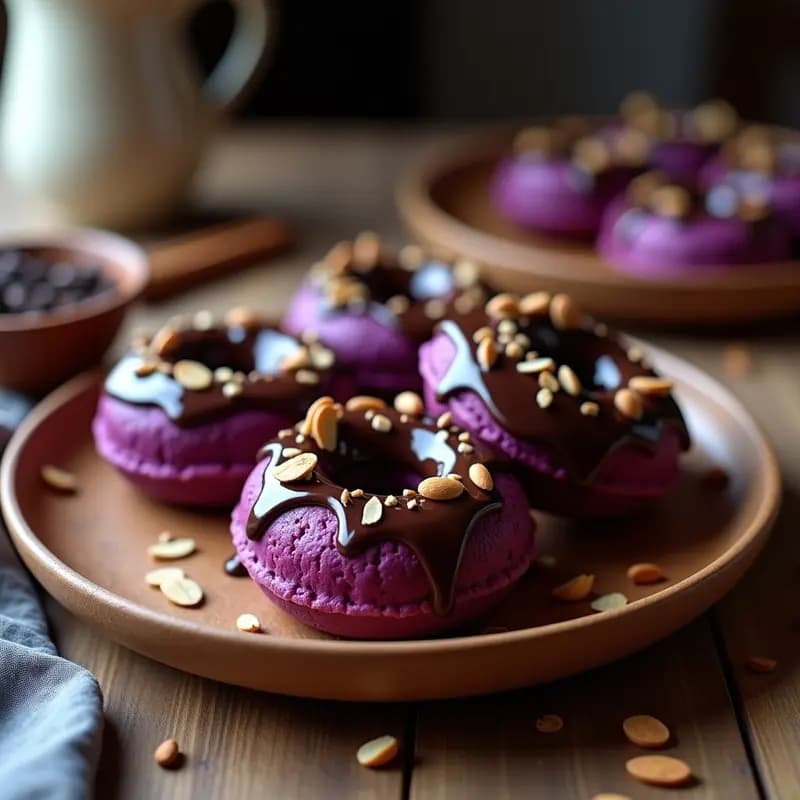 Donas de Batata Morada y Chocolate Negro: Postre Brasilero Sin Harina y Vega