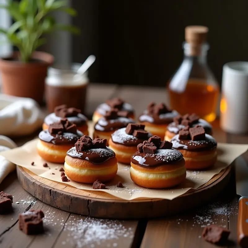 Donas Rellenas de Crema de Nutella y Trozos de Brownie: Receta de Postre para Horno
