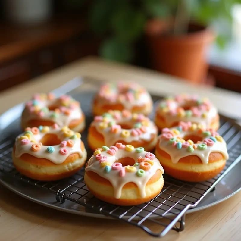 Donas Rellenas de Crema Pastelera y Bañadas en Chocolate Blanco y Cereales Crujientes: Desayuno de Ensueño