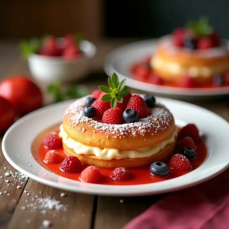 Donas Fritas Rellenas de Crema de Avellanas y Cubiertas con Glaseado de Fresa: Desayuno de los Sueños