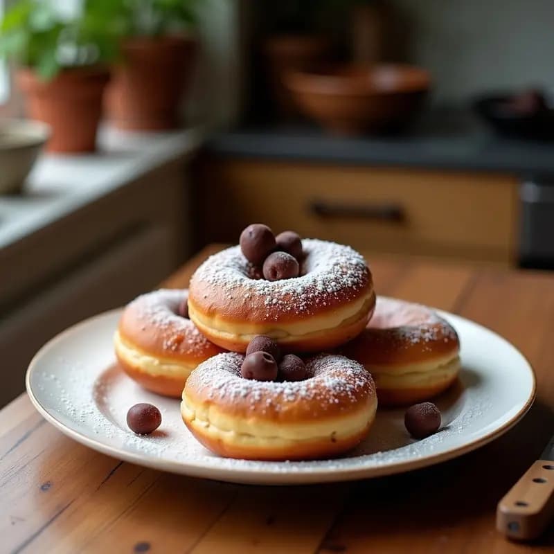 Donas Fritas Rellenas de Crema de Chocolate Blanco y Frambuesas: Postre para Days Off