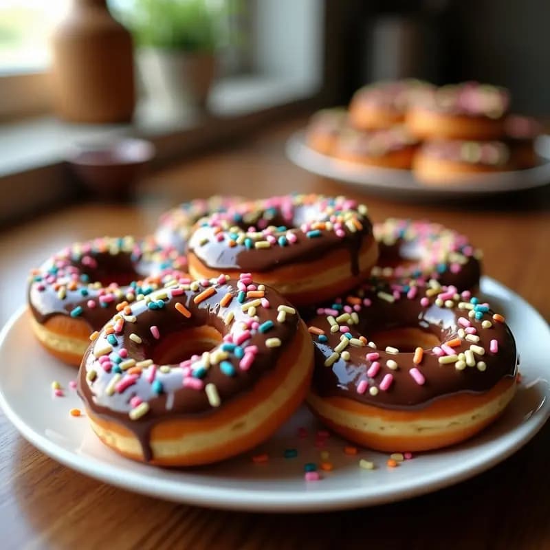 Donas Glaseadas con Toppings de Chocolate, Caramelo y Sprinkles: Postre Colorido y Dulce