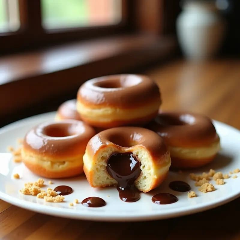 Donas Glaseadas Rellenas de Crema de Cacahuete y Chocolate: Dulzura que Derrite en la Boca