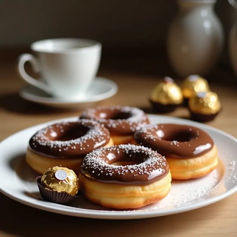 Donas Glaseadas Rellenas de Crema de Nutella y Trozos de Ferrero Rocher: Postre de Ensueño