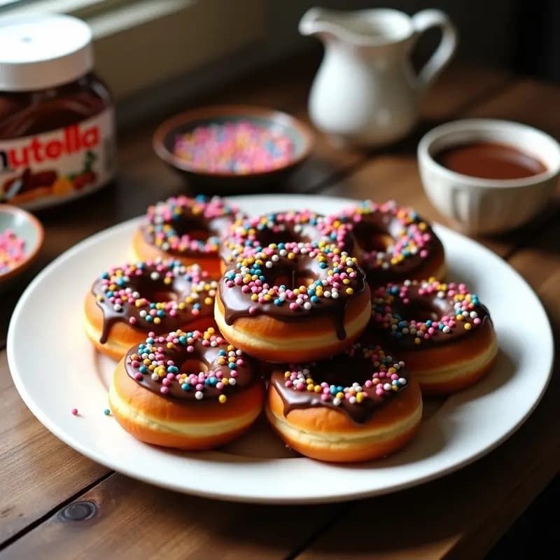 Donas Rellenas de Nutella y Bañadas en Chocolate con Sprinkles: Postre que Endulza cualquier Día