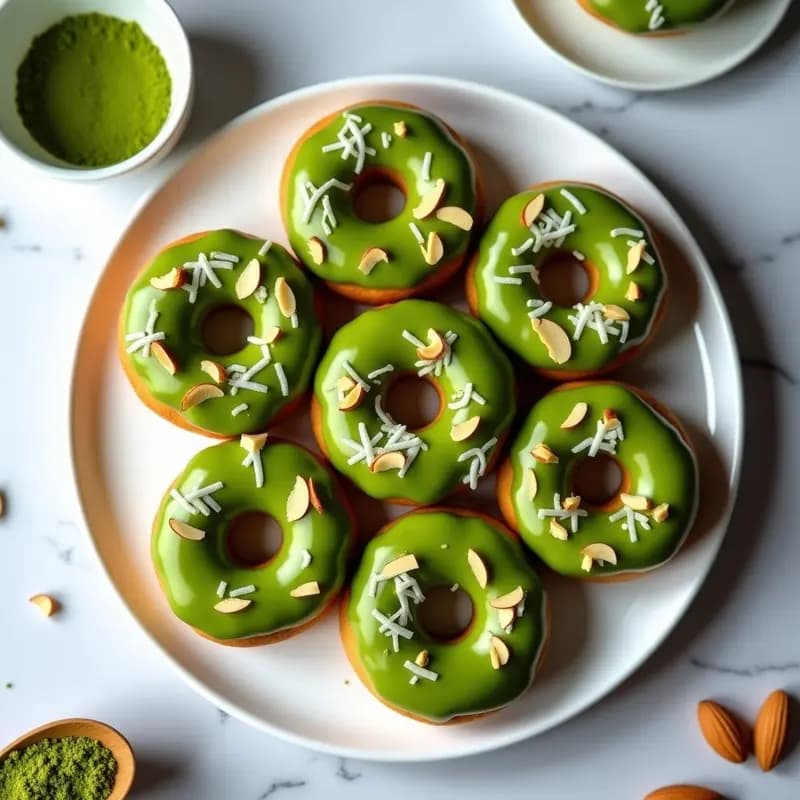 Donas de Proteína de Guisante con Glaseado de Matcha: Desayuno Fit Sin Horno