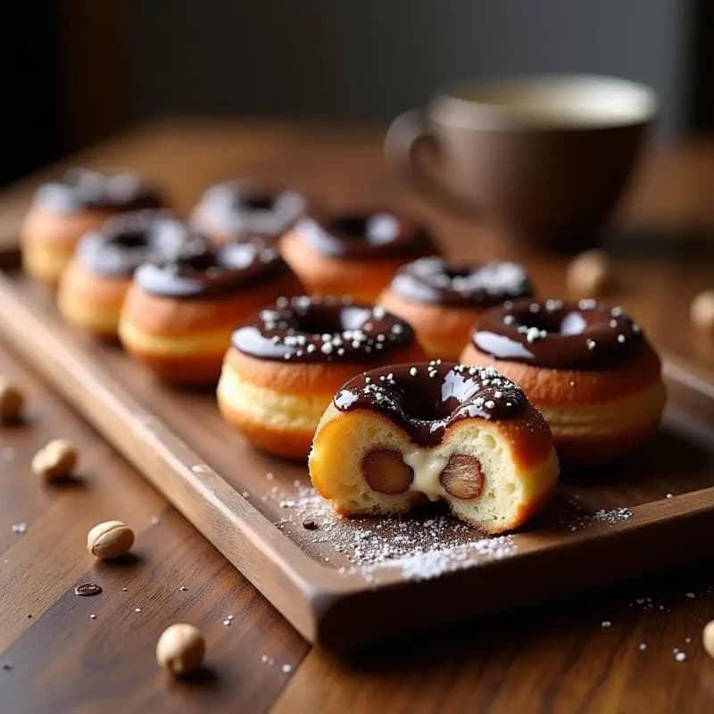 Donas Rellenas de Crema de Avellanas y Trufa: Postre Francés de Alta Calidad