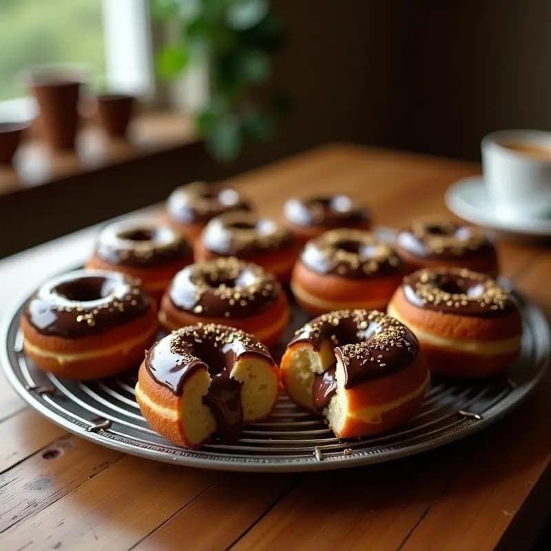 Donas Rellenas de Crema de Nutella y Cubiertas de Chocolate con Virutas de Oro: Postre de Lujo para Ocasiones Especiales