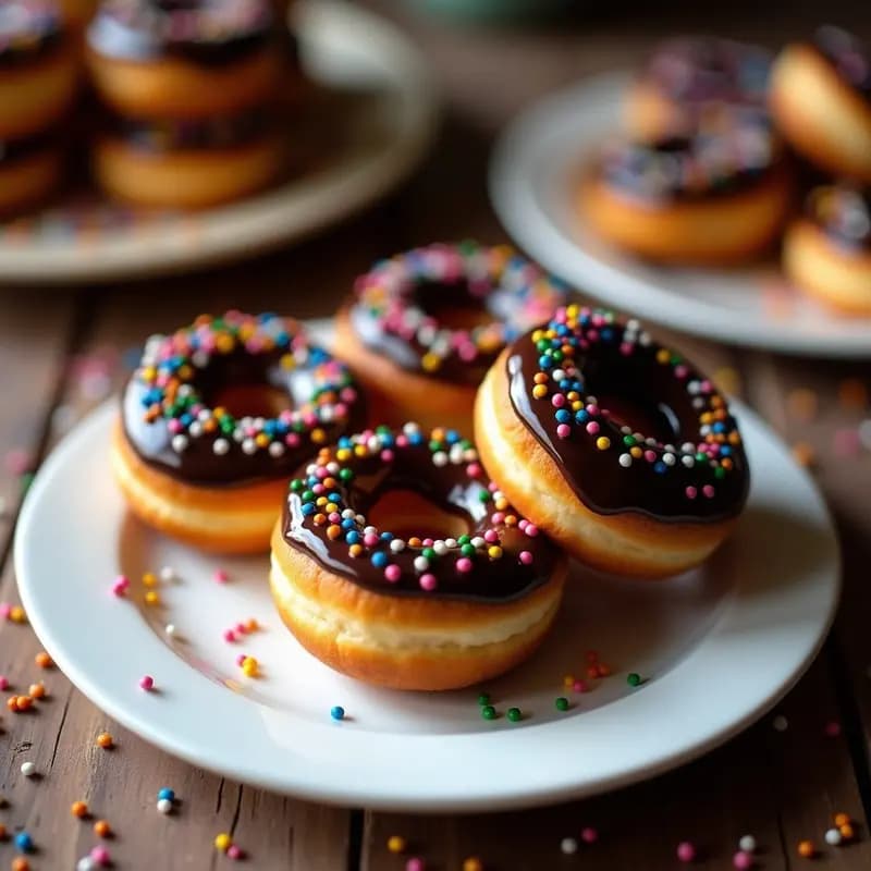 Donas Rellenas de Dulce de Leche y Cubiertas con Chocolate y Sprinkles de Colores