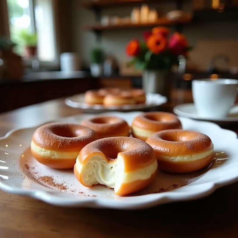 Donas Rellenas de Crema de Nocilla y Virutas de Chocolate Blanco: Dulce Pecado en Cada Mordisco