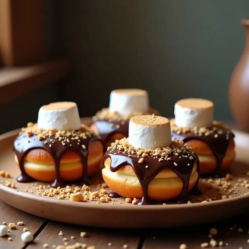 Donas Rellenas de Nutella y Cubiertas con Galletas Trituradas y Marshmallows: El Desayuno de los Dioses