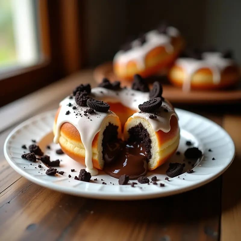 Donas Rellenas de Nutella, Plátano y Trozos de Galletas Oreo: El Postre que Rompe Dietas