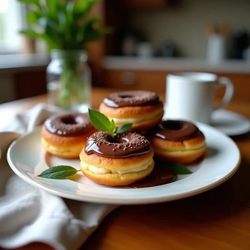Donas Rellenas de Nutella y Toppings de Chocolate: Postre Italiano Hipercalórico