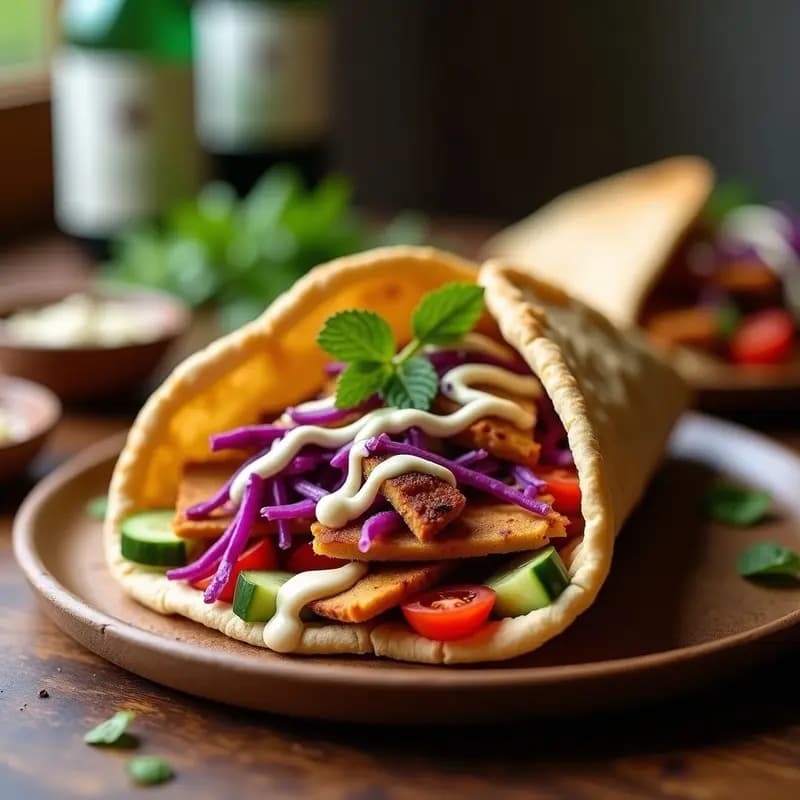 Döner Kebab Vegano con Seitan y Salsa de Tahini: Receta Alemana Reinventada
