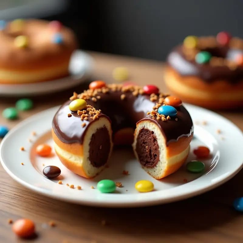 Donut de Chocolate Relleno de Nutella y Topping de Lacasitos: El Desayuno que Parece un Sueño