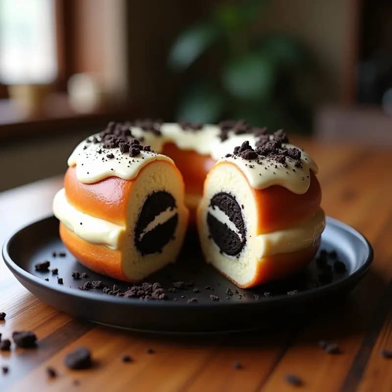 Donut Gigante Rellena de Crema de Oreo y Cubierta de Chocolate Blanco: Postre de Infarto