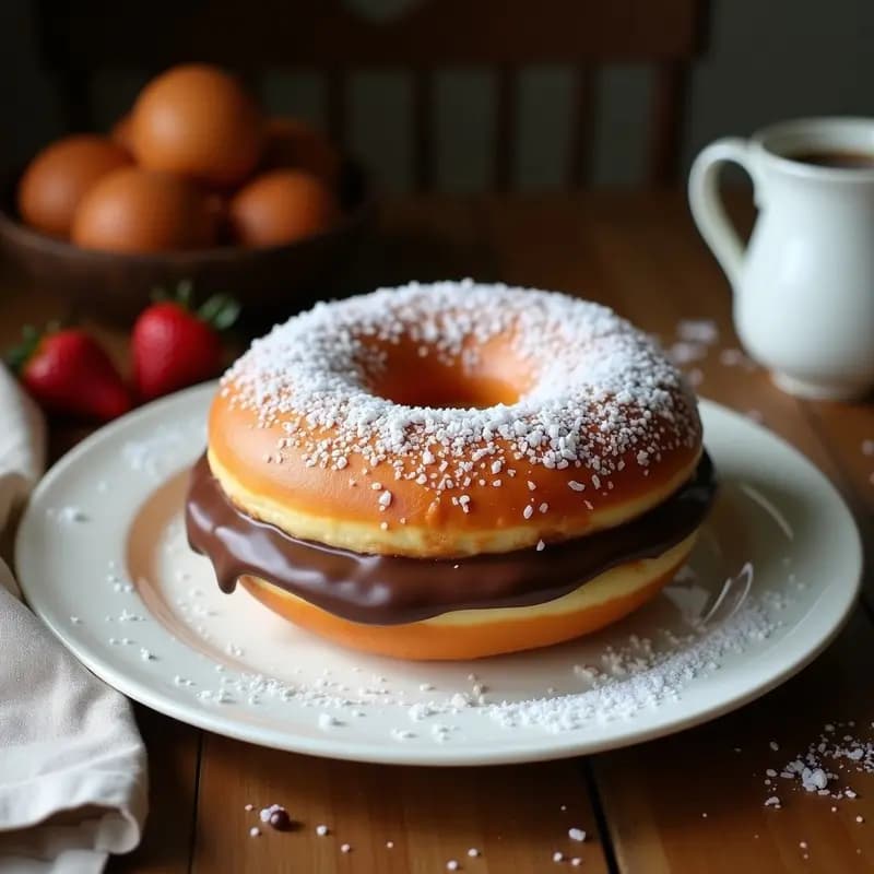 Donut Gigante Rellena de Nutella y Bañada en Chocolate y Virutas de Coco: Postre para Endulzar el Día