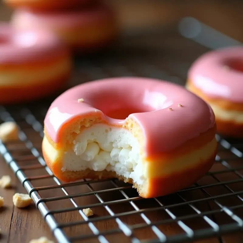 Donut Glaseado Relleno de Crema de Marshmallows y Trozos de Galleta María: Bomba de Azúcar Casera