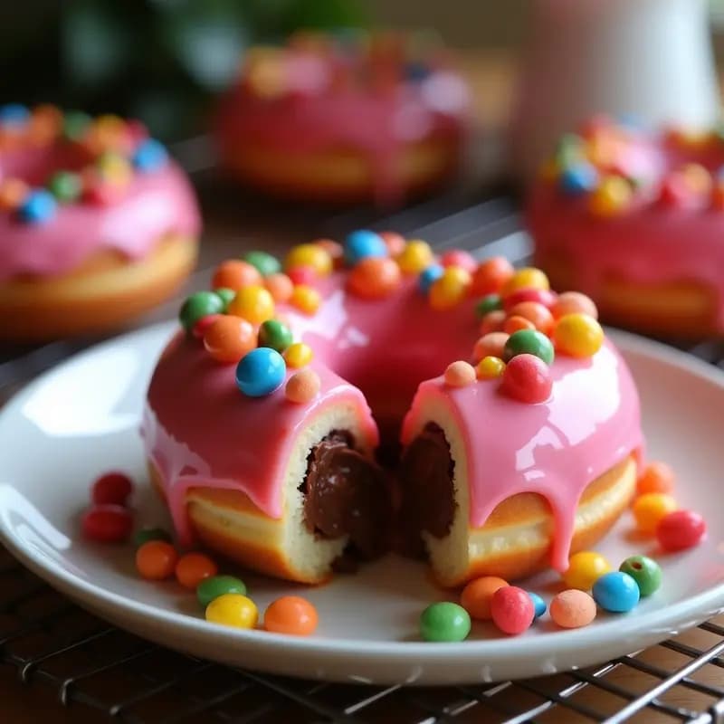 Donut Glaseado Relleno de Nutella y Cubierto de Gominolas: El Dulce Más Indulgente