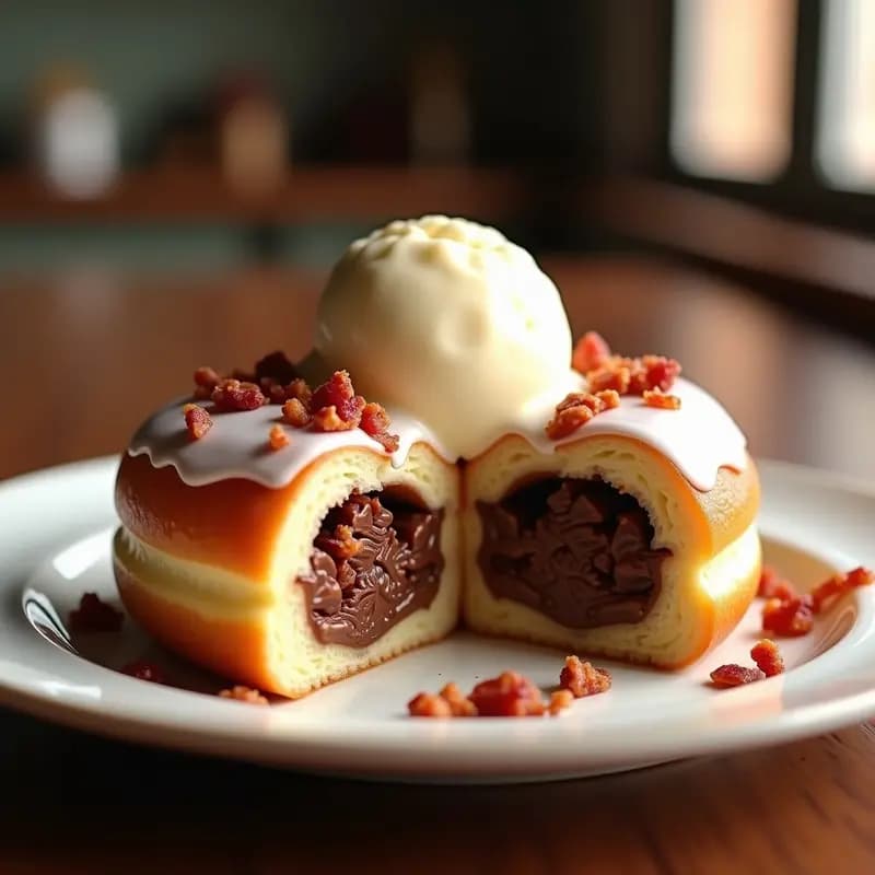 Donut Relleno de Nutella, Bacon y Helado de Vainilla: El Desayuno que Te Hará Olvidar las Dietas