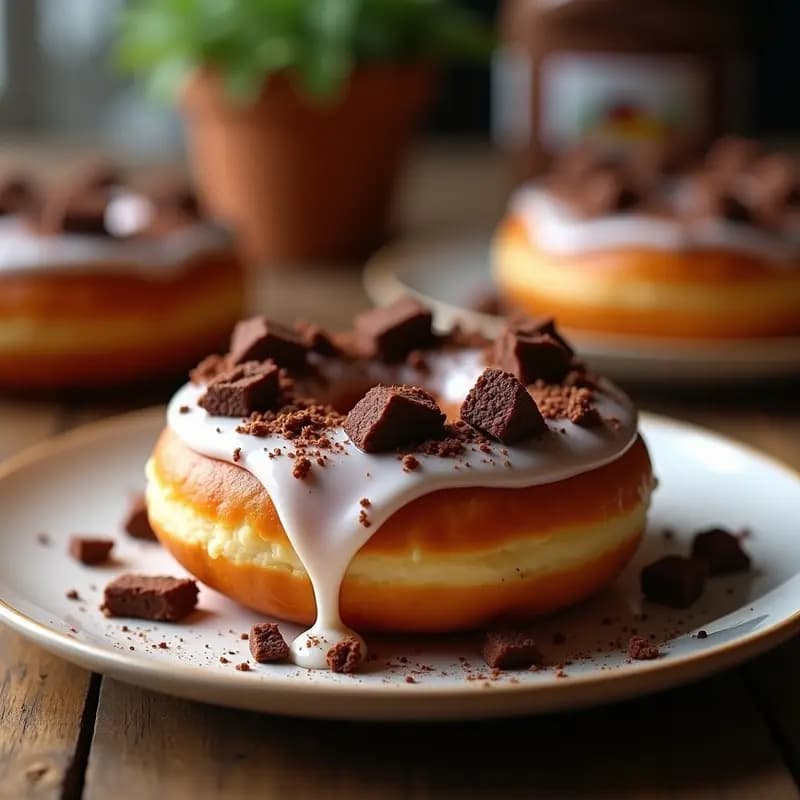 Donut Relleno de Nutella y Topping de Brownie Troceado y Galletas Trituradas: Dulce Tentación Irresistible