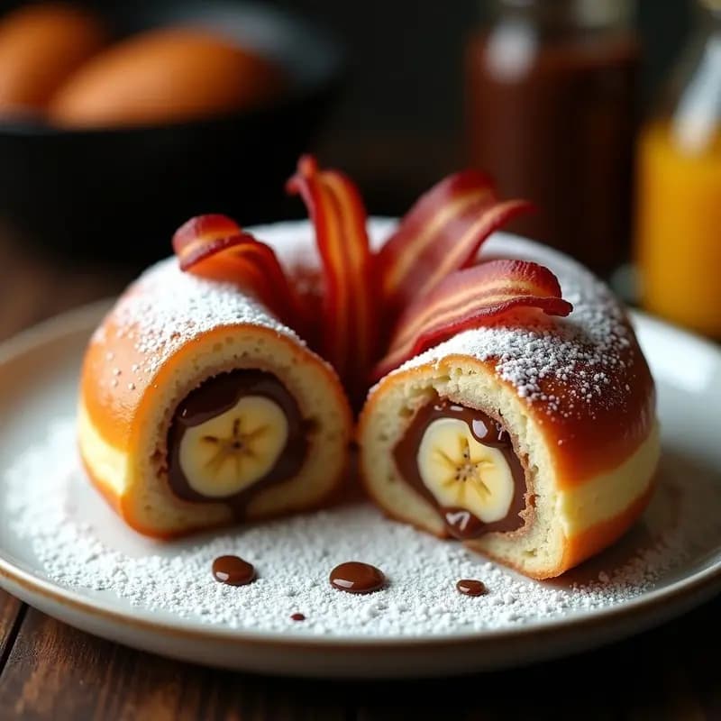 Donut Relleno de Nutella, Plátano y Bacon Crujiente: Desayuno de Campeón (o de Resaca)