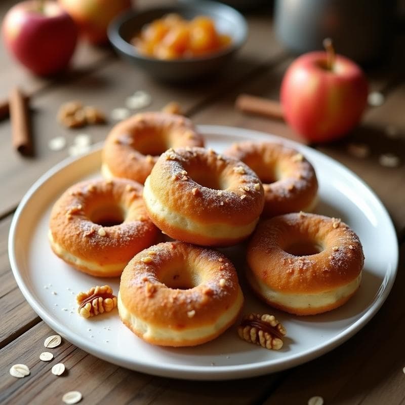 Donuts de Avena y Compota de Manzana: Desayuno Sin Azúcar y Sin Horno en Airfryer