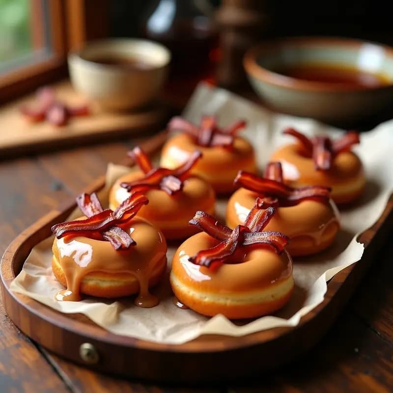 Donuts de Bacon Mapple Glazed: Desayuno Americano que Combina lo Dulce y lo Salado