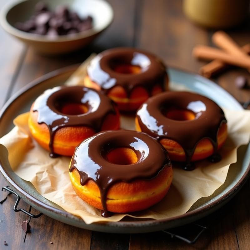 Donuts de Batata y Canela con Glaseado de Chocolate 100%: Postre Vegano Sin Azúcar en Airfryer