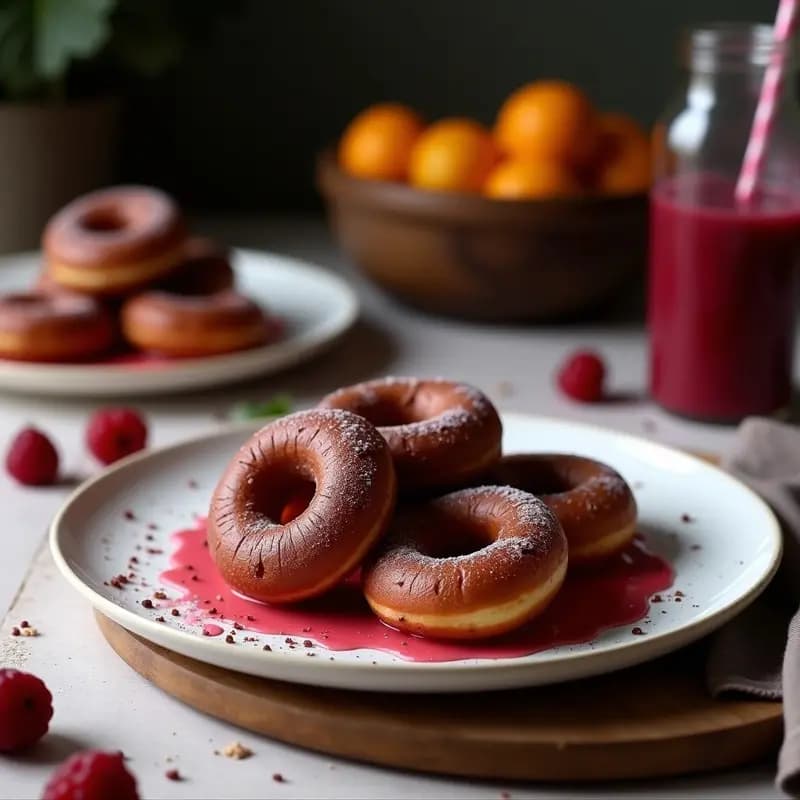 Donuts de Batata Morada y Cacao: Postre Keto con Glaseado de Frambuesa