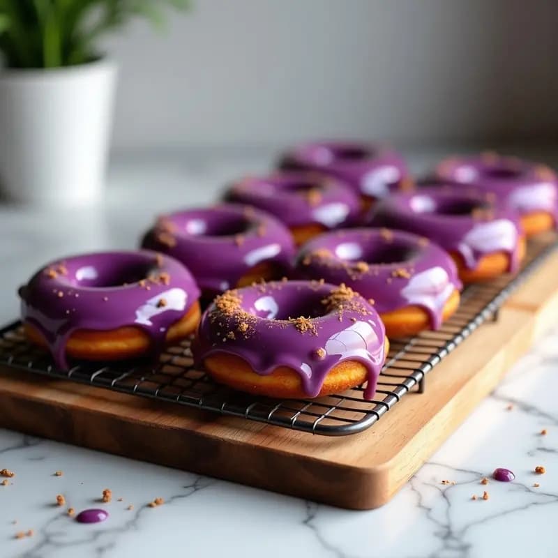 Donuts de Batata Morada y Canela: Receta Americana Keto con Glaseado de Erythritol