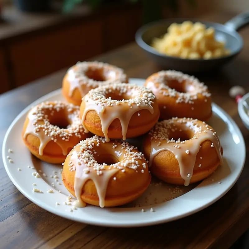 Donuts de Batata Morada y Cúrcuma: Postre Vegano Sin Horno con Glaseado de Coco