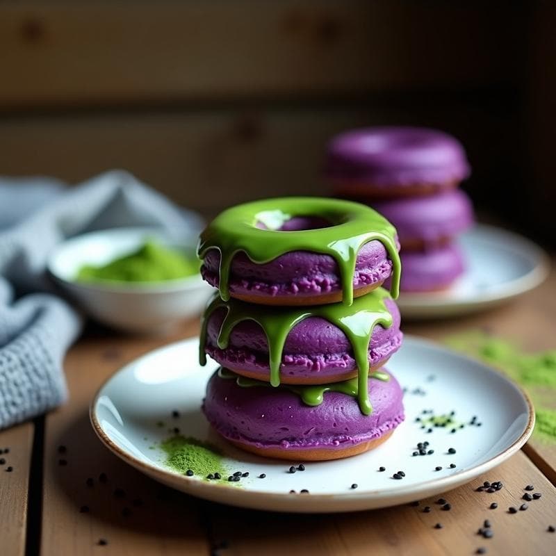 Donuts de Boniato Morado con Glaseado de Matcha: Postre Vegano Sin Harina en Thermomix