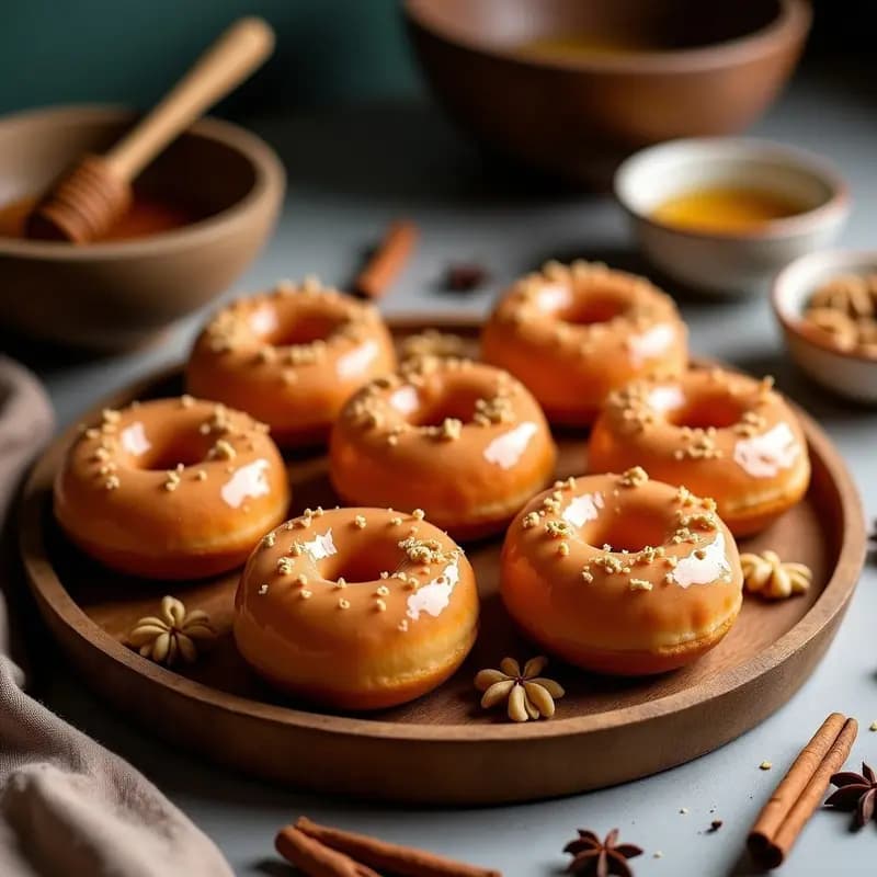 Donuts de Camote y Especias con Glaseado de Miel y Canela: Postre Americano Sin Harina