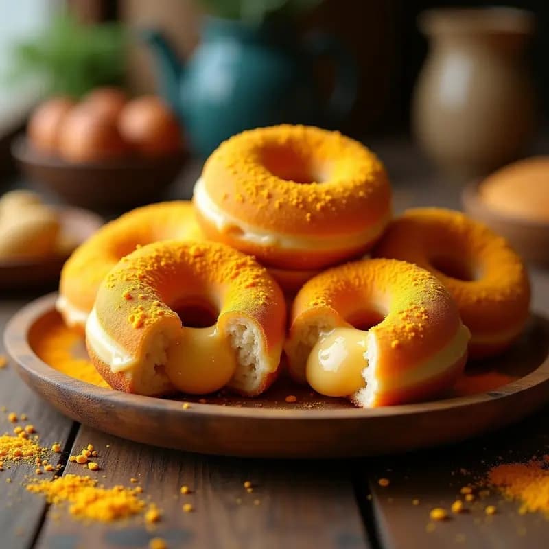 Donuts Rellenos de Crema de Avellana y Cubiertos de Queso Cheddar en Polvo: El Dulce que Engancha