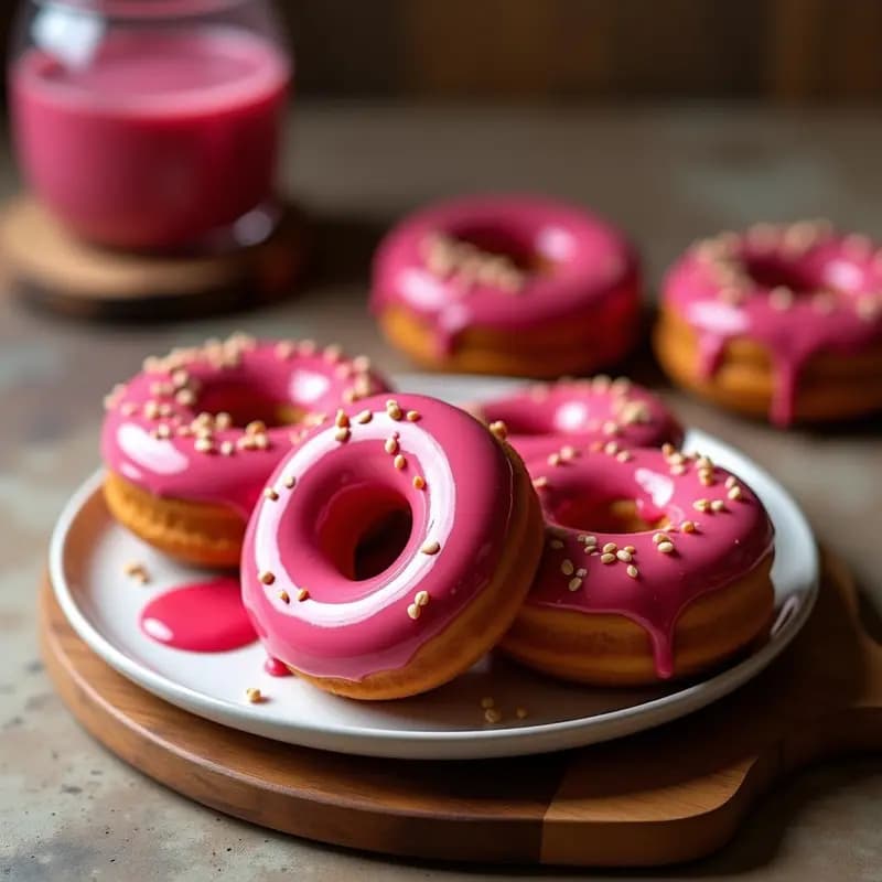 Donuts de Lentejas Rojas con Glaseado de Remolacha y Semillas de Sésamo