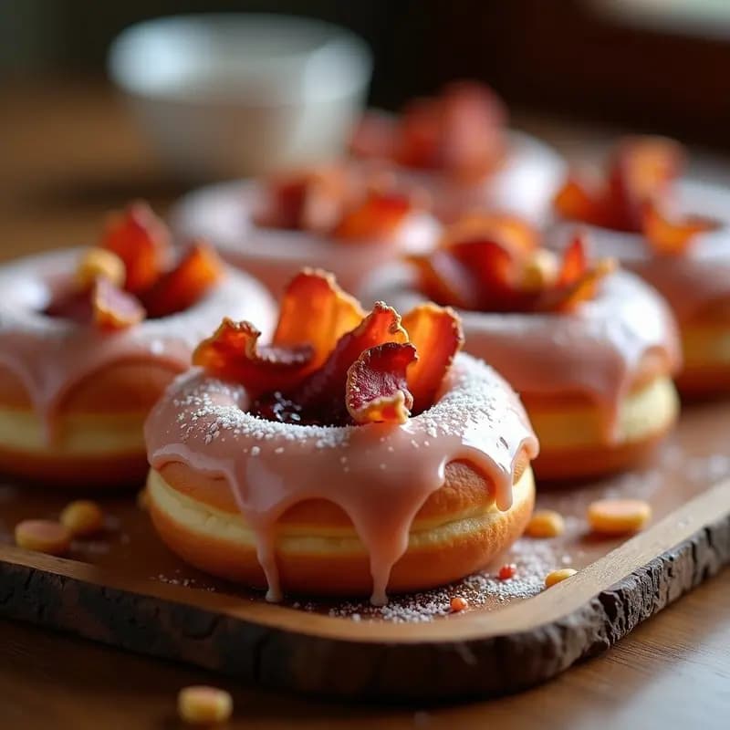 Donuts Glaseados Rellenos de Mermelada de Frutos Rojos y Crujientes de Bacon: El Desayuno de los Campeones