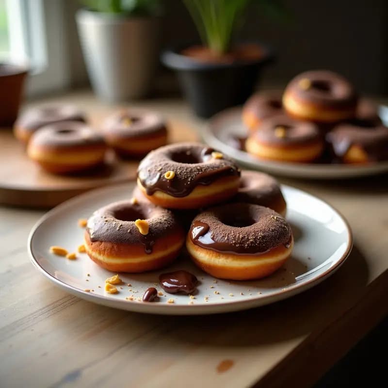Donuts Rellenos de Nutella y Bañados en Chocolate Negro con Virutas de Oro Comestible: Postre de Lujo Extremadamente Calórico