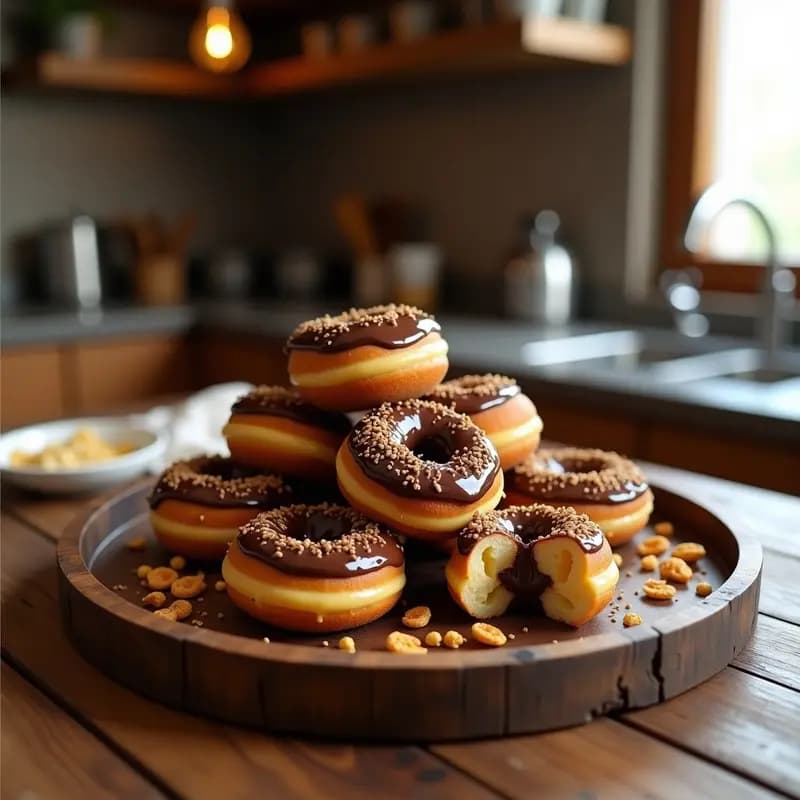 Donuts de Nutella Rellenos de Crema Pastelera y Bañados en Cereal: Desayuno de Campeones