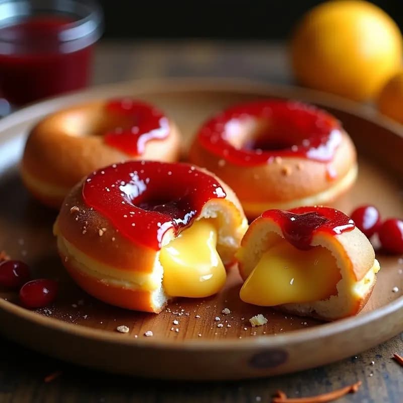 Donuts de Queso Cheddar y Mermelada de Arándanos Picantes: Desayuno Salado-Dulce