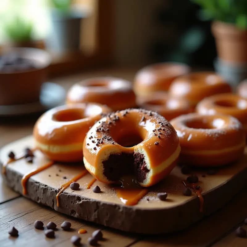 Donuts Rellenos de Crema de Chocolate y Cubiertos de Caramelo: Postre para Amantes del Dulce