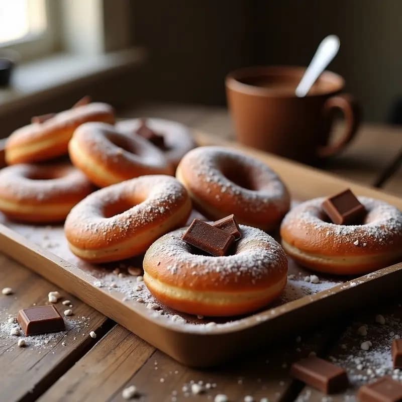 Donuts Rellenos de Nutella y Espolvoreados con Azúcar Glas con Trozos de KitKat: Postre para Amantes del Dulce