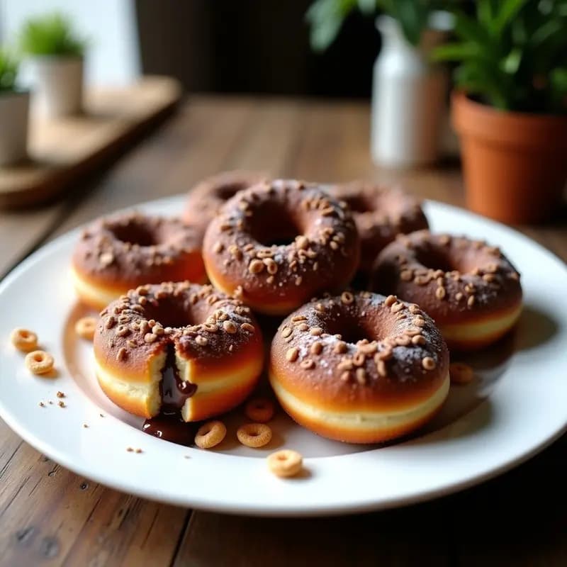 Donuts Rellenos de Nutella y Cubiertos de Cereales Crujientes: Desayuno de Campeones