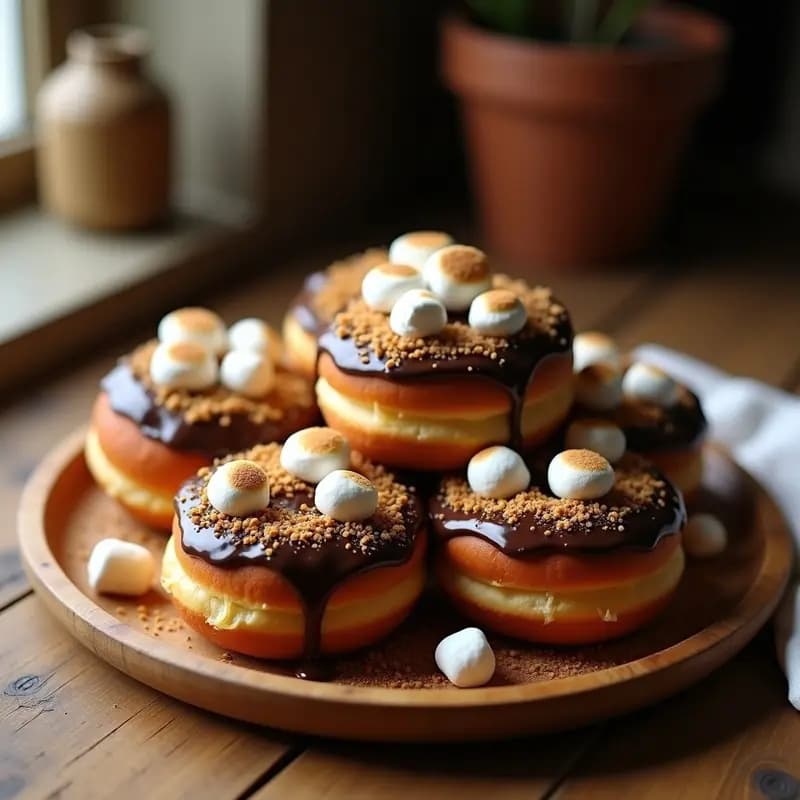 Donuts Rellenos de Nutella y Toppings de Galletas Trituradas y Marshmallows: Postre para los Más Dulces