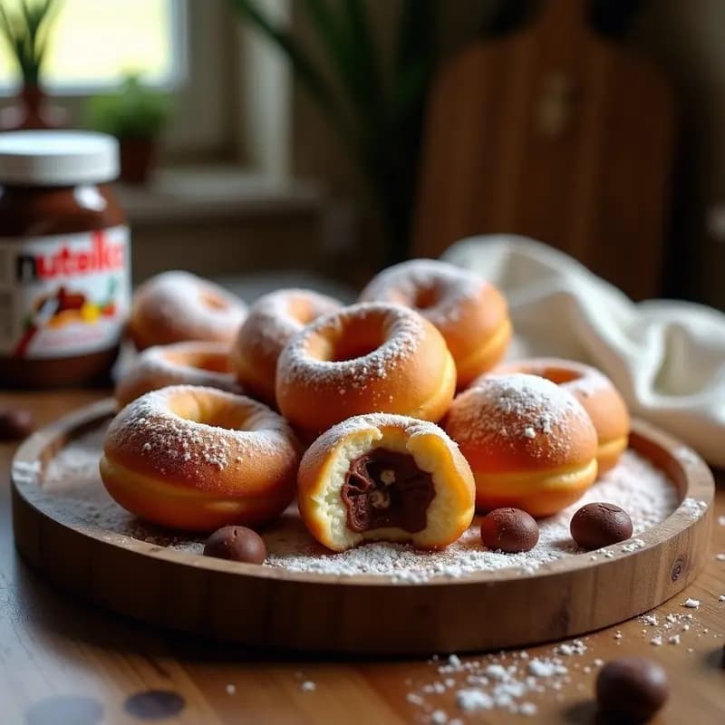 Donuts Rellenos de Crema de Nutella y Trozos de Kinder: Postre Portugués Ultra Dulce