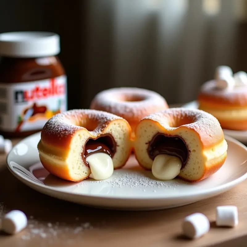 Donuts Rellenos de Nutella y Crema de Marshmallow: Postre Americano para Endulzar la Vida