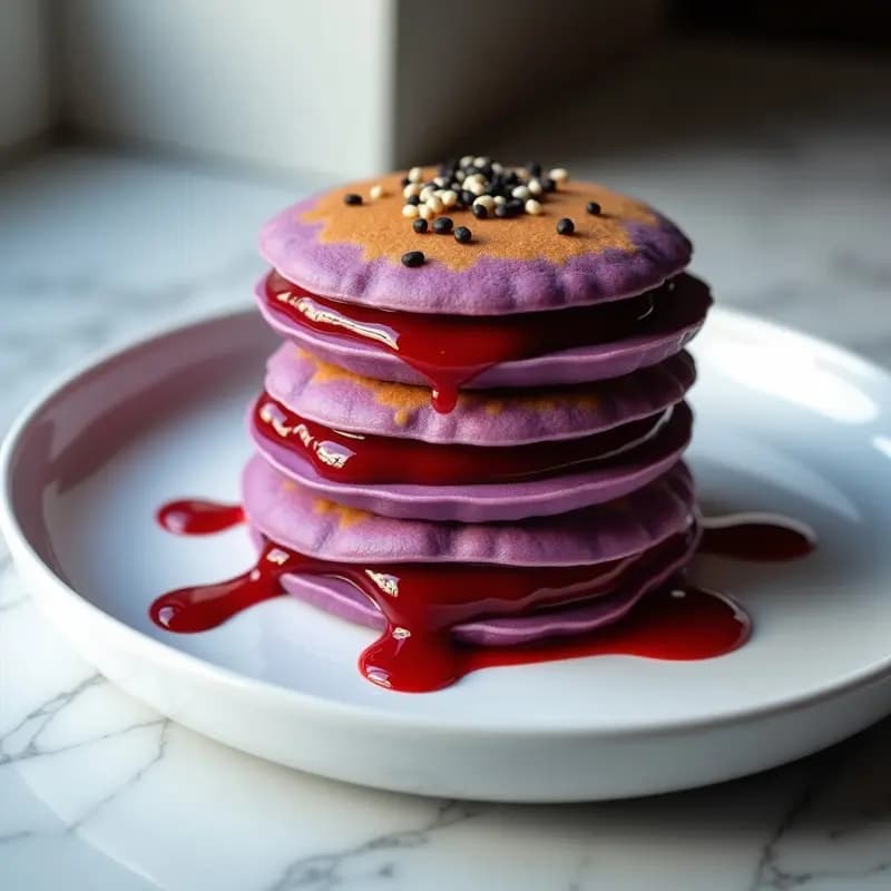 Dorayaki de Batata Morada: Panqueques Japones Rellenos de Crema de judías Rojas